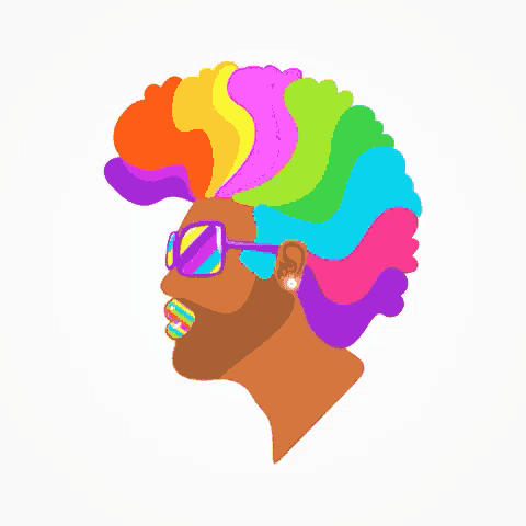 a man with a rainbow mohawk and sunglasses on