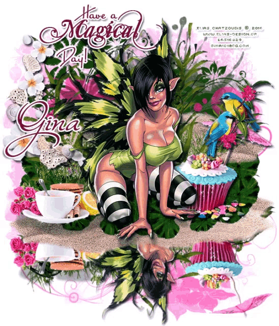 a cartoon of a fairy with the words have a magical day gina
