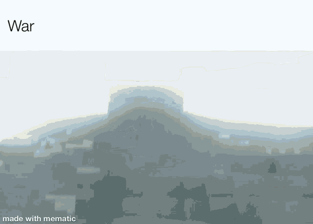 a picture of a castle in the fog with the words war made with mematic