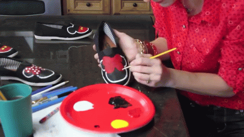 Making Minnie And Mickey Shoes GIF - Shoes Minnie Mickey GIFs