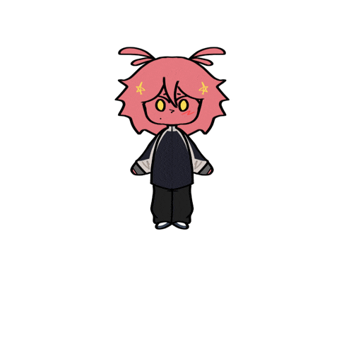 a cartoon drawing of a girl with pink hair
