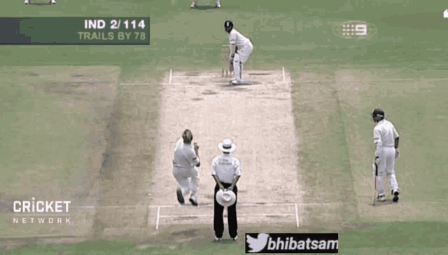 a cricket game is being played between india and australia and trails by 78 runs