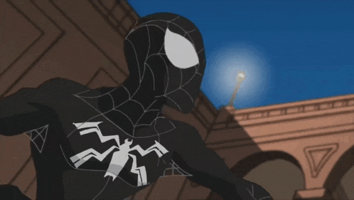 a cartoon of a spider-man holding a green lightning bolt