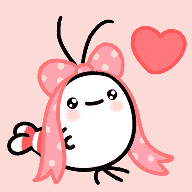 a cartoon character with a pink bow and a heart