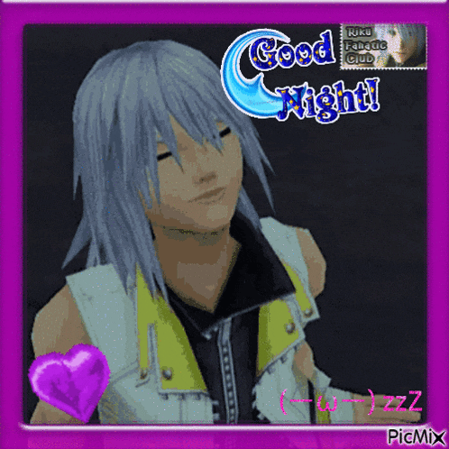 a picture of a man with a heart and the words good night