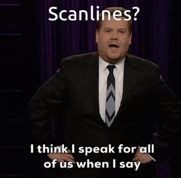 a man in a suit and tie says scanlines