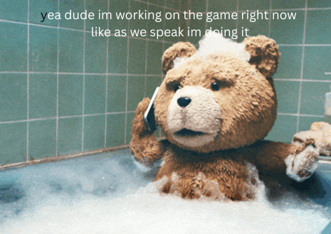 a teddy bear is talking on a cell phone in a bath tub