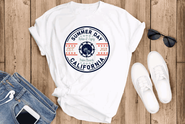 a t-shirt that says summer day palm beach california on it