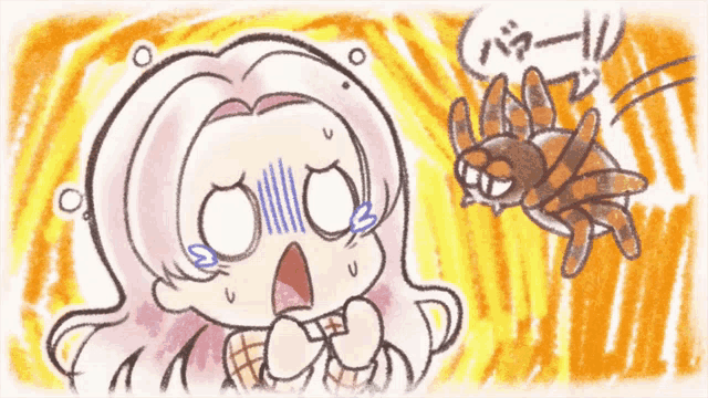 a cartoon drawing of a girl with a surprised expression