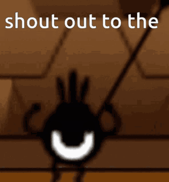 a picture of a cartoon character with the words shout out to the bottom .