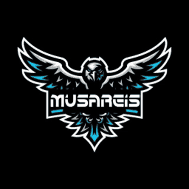 a logo for a company called musareis with an eagle on a black background