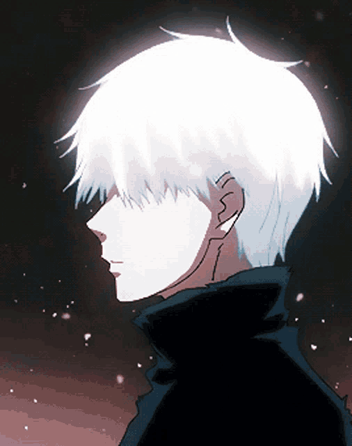 a close up of a person 's head with white hair