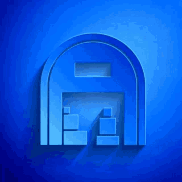 a blue icon with a shadow on a blue background .