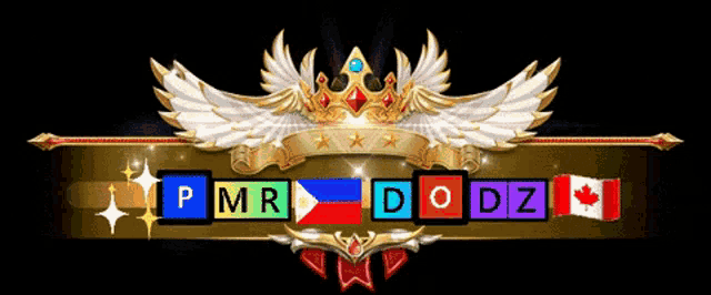 a gold banner with a crown and the words pmr dodz on it