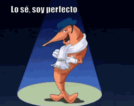 a cartoon character is wearing a scarf and gloves with the words lo se soy perfecto above him