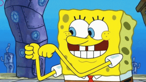 a cartoon character named spongebob has a yellow arm