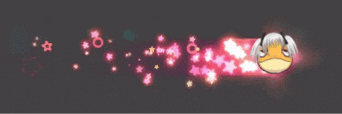 a cartoon of a girl with pigtails is surrounded by glowing pink stars