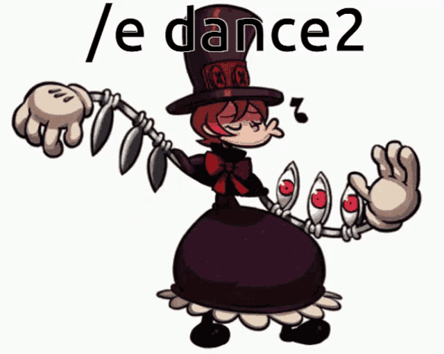 a cartoon character is dancing with the words / e dance 2 below her