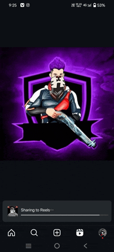 a phone screen shows a man holding a gun and a shield behind him