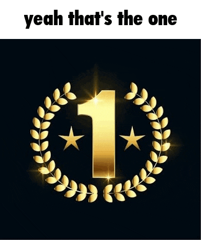a gold number one with a laurel wreath around it and two stars .