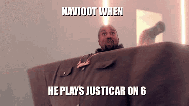 a picture of a man with the caption navioot when he plays justiciar on 6