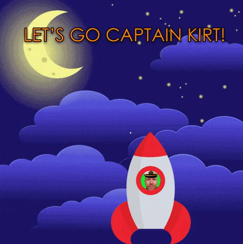 a picture of a man in a rocket with the caption let 's go captain kirti