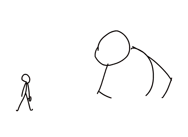a black and white drawing of a stick figure laying on the floor