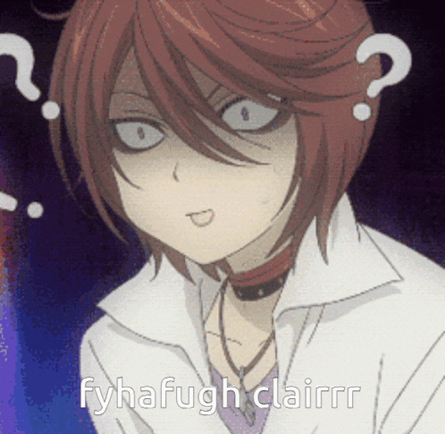 a close up of a person 's face with the words fyhafugh clairrr on it