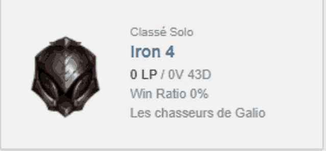 a screenshot of a league of legends game that says classé solo iron 4