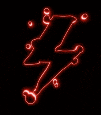 a red lightning bolt is glowing on a black background