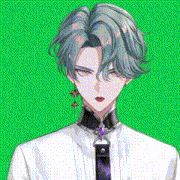 a man with blue hair and red lips is wearing a white shirt and a black tie .