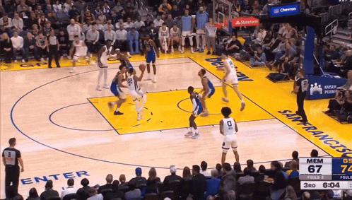 a basketball game is being played on a court that says san francisco