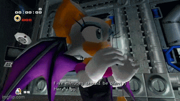 rouge the bat from sonic the hedgehog says five minutes should be spent here
