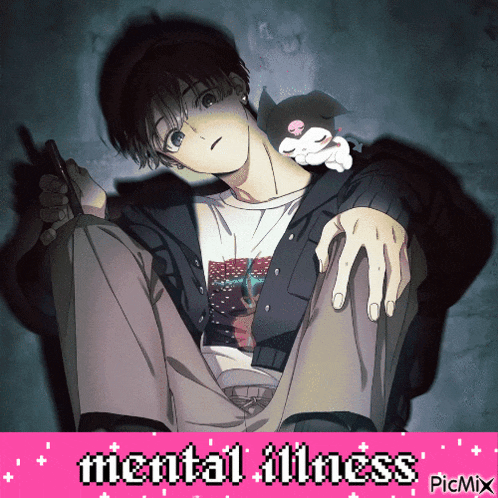 a picture of a boy holding a gun with the words mental illness written below him