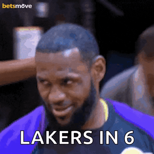 a basketball player with the words lakers in 6 written on his face