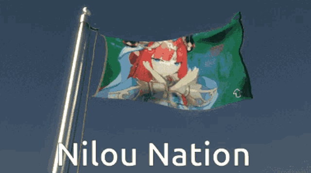 a nilou nation flag with a picture of a girl on it
