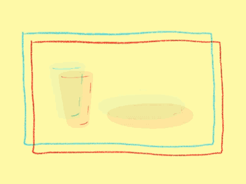 a colorful drawing of a glass and a stack of candy