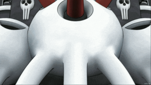 a white object with skulls on it is surrounded by other objects