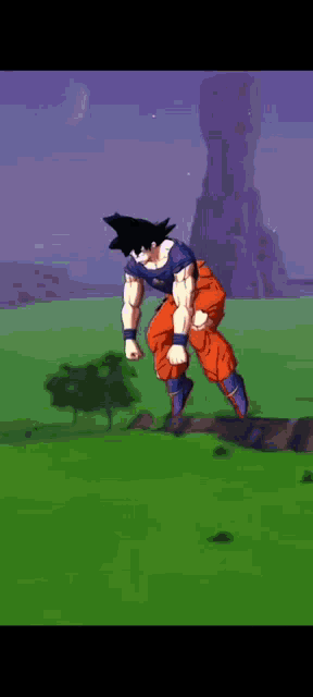 a cartoon character is jumping in the air in a game .