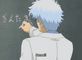 a cartoon character is writing on a blackboard and the word sensei is on the bottom