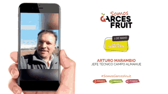 a hand holding a cell phone with a picture of maria alejandra estrada on it