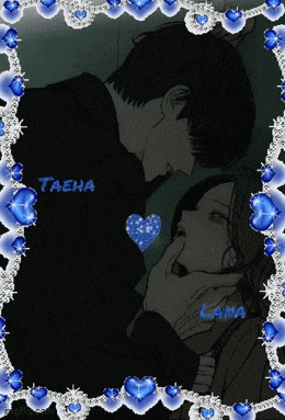 a picture of a man kissing a woman with taeha and lana written on it