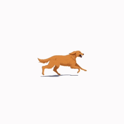 a dog is running on a white background with its mouth open .