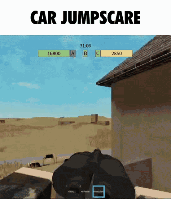 a video game with the words car jumpscare on the bottom