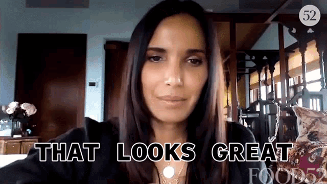 a woman says that looks great on a screen