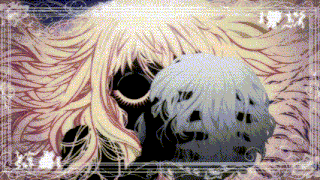 a drawing of a girl with long hair and a skull