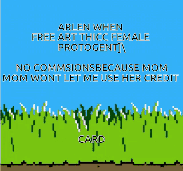 a cartoon of a dog with the words arlen when free art thicc female protagonist on it