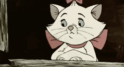 marie from the aristocats is looking out of a window with her eyes closed .