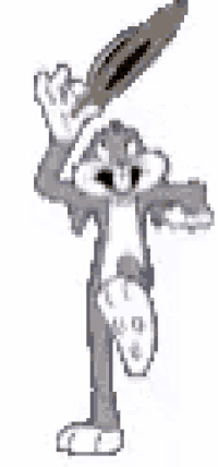 bugs bunny is standing in front of a hole in the sky .