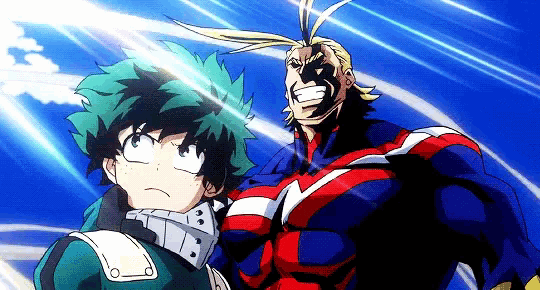 a cartoon character with green hair is standing next to another character with yellow hair